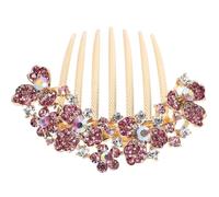 Mobestech Peigne à Cheveux Orné de Strass pour Mariée Taille Moyenne Accessoire Décoratif Mariage Femme Insert Floral Couleur Rose pour Cérémonie