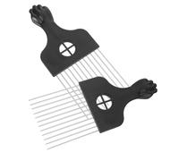 Mobestech Peigne Afro Acier à Aiguilles 2 Pièces Taille Moyenne Manche Ambre Bicolore Pour Cheveux Bouclés Hommes Femmes Usage Salon Et Domicile