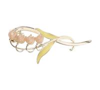 Mobestech Pince à Cheveux Torsadée Grosse Taille en Alliage Fleurs Rose Barrette Antidérapante pour Cheveux Épais et Fins pour Chignons et Coiffures Quotidiennes