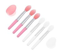 Mobestech Pinceaux à Lèvres Silicone Pratiques 8 Pièces 2 Ensembles Kit Applicateurs de Rouge à Lèvres pour Femmes Usage Voyage Paquet à Main Semi-transparent Blanc et Rose