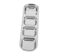 Mobestech Plat à Sauce Coréenne INOX 4 Compartiments Doré Assiette à Sauce Soja Plateau à Condiments Séparés Acier Inoxydable pour Restaurant et Usage Domestique