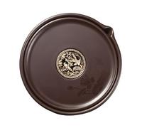 Mobestech Plateau Ménager Rond en Plastique Phénolique Marron pour Théière et Tasses, Design Rétro Chinois Creux, Solide et Facile à Nettoyer, pour Restaurants et Salons de Yoga