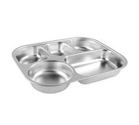 Mobestech Plateau Service Divisé Acier Inoxydable Grand Plateau Compartimenté Profond Réutilisable et Facile à Nettoyer pour Maison École et Plein Air