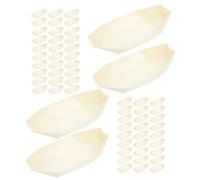 Mobestech Plateaux à Sushi en Bois Naturel 150 Pcs - Barquettes Jetables 17 X 85 CM pour Apéritifs Desserts et Snacks - Vaisselle Écologique pour Fêtes et Restauration