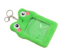 Mobestech Pochette Carte Peluche Cartoon Verte Étui Visible Protection pour Cartes Étudiant Employé Infirmier Organiseur Transparent