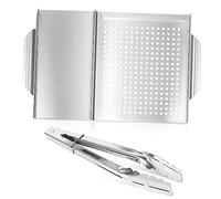 Mobestech Poêle à Griller Acier Carré Avec Poignée Plateau De Barbecue Pour Viandes Légumes Accessoire De Grillade