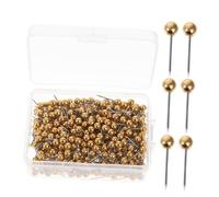 Mobestech Punaises de Bureau Dorées à Tête Ronde Lot de 500 Pièces en Plastique et Métal Petites Punaises Décoratives pour Tableau en Liège Fixation de Documents Usage Scolaire et