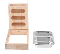 Mobestech Râtelier à Foin Lapin avec Bol INOX et Support Bois pour Cage Petits Animaux Mangeoire Compacte Facile à Nettoyer Capacité Importante pour Cochons Chinchillas et Lapins