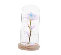 Mobestech Rose Artificielle sous Cloche Verre avec LED Décoration Romantique pour Femme Anniversaire et Saint Valentin Fleur Éternelle Protégée pour Chambre et Salon
