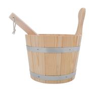 Mobestech Seau de Sauna en Bois 5l, Style Tonneau Traditionnel pour Vapeur | Poignée Ergonomique, Versement Contrôlé, Décoratif, Facile à Transporter, Beige