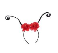 Mobestech Serrage-tête de Fête Femmes Rouge Fleurs Antennes Fourmi Accessoires Cheveux Décoratifs pour Soirées Anniversaire et Mariages