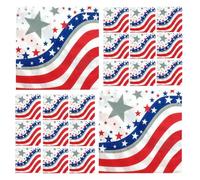 Mobestech Serviettes Jetables en Bois Pulpe 40 Feuilles Motif Drapeau pour Table Familiale Cuisine, Douces et Très Absorbantes, Décor Independence Day