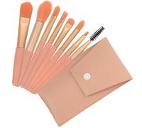 Mobestech Set de Pinceaux Maquillage Professionnel Portable et Polyvalent Mini 8 Pièces Manche en Bois Poils Denses Confortables Tube en Aluminium pour Femmes