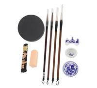 Mobestech Set Initiation Calligraphie Chinoise pour Étudiants avec Pinceau Pierre à Encre Papier et Porte-papier Outils Durables pour Pratique de Écriture Traditionnelle