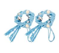 Mobestech Sonnette et Décoration Simple et Stylée pour Chien 2pcs sur Poignée de Porte pour L'éducation du Chiot Corde en Coton et Perles en Bois, Anti-pincement