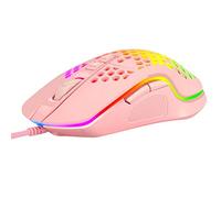 Mobestech Souris De Jeu Filaire Luminescente Ultra-légère Créative pour Ordinateur Portable Et Bureau, Design Nid d'abeille Perforé, Couleur Rose, Expérience Gaming Fluide Et Ergonomique