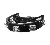 Mobestech Tambourin à Percussion Double Rangée Noir Instrument Musical Portable à Cloches à Main Musical Petit et Résistant pour Éveil et Fête