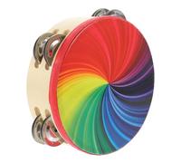 Mobestech Tambourin Double Rangée avec Motifs Arc-ciel Instrument de Percussion à Main pour Garçon Fille et Adultes Développement Du Rythme et Coordination