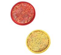 Mobestech Tapis de Bol Chantant Bouddhiste Rouge Fait Main en Tissu, Coussin Portable Simple Design, Lot de 2 Pièces pour Contemplation et Pratique Spirituelle