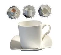 Mobestech Tasse Céramique avec Soucoupe Carrée Set Rétro pour Café et Thé Design Adapté Maison et Bureau