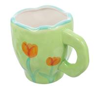 Mobestech Tasse Céramique Main Mug à Eau avec Motif Tulipe Verte pour Café Thé Lait et Boissons Froides ou Chaudes