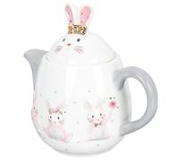 Mobestech Théière en Céramique de Lapin de Pâques 680ml, Facile à Nettoyer Ranger, Thé la Maison Fêtes