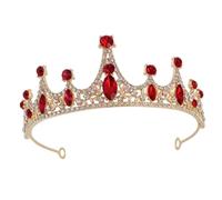 Mobestech tiare rose enfants Diadèmes reine d'anniversaire bandeau cheveux bijou cheveux mariage bandeau couronne incrusté de strass adorables bandeaux à paillettes Alliage de zinc rouge