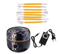 Mobestech Tour de Potier Électrique Portable Bleu Machine à Céramique Compacte Plateau Tournant Outil de Sculpture sur Poterie pour Argile et Pâte Polymère Adapté à Ac220V Fournitures