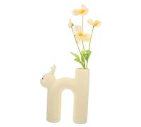 Mobestech Vase Céramique Créatif Forme de Lapin pour Décoration Moderne de Table Vase à Fleurs Au Style Minimaliste pour Salon Chambre ou Salle à Manger