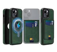 MOBESV 2 in 1 Coque en Cuir pour iPhone 14 Plus avec Portefeuille Support, Étui Magnétique Compatible avec MagSafe, Housse avec Porte Cartes Élégant (Vert foncé)