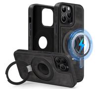MOBESV Coque en Cuir avec Support [Logo View] pour iPhone 14 Pro 6,1 Pouces, Étui en Cuir Magnétique Compatible avec MagSafe, Housse Fin Classique et Élégant (Noir)