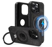 MOBESV Coque en Cuir avec Support [Logo View] pour iPhone 16 Pro 6,3 Pouces, Étui en Cuir Magnétique Compatible avec MagSafe, Housse Fin Classique et Élégant (Noir)