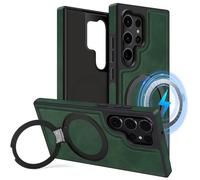 MOBESV Coque en Cuir avec Support pour Samsung Galaxy S24 Ultra 6,8 Pouces, Étui en Cuir Magnétique Compatible avec MagSafe/Chargeur sans Fil, Housse Fin Classique et Élégant (Vert foncé)