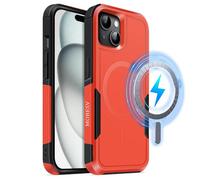 MOBESV Coque Magnétique pour iPhone 14 Plus/iPhone 15 Plus 6,7 Pouces, Étui Compatible avec MagSafe, Housse de Téléphone Antichoc Mat Satiné (Orange)