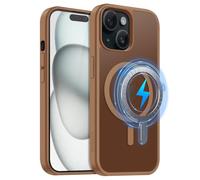 MOBESV Coque Magnétique pour iPhone 15 Plus 6,7 Pouces, Étui Compatible avec MagSafe, Etui Translucide Mat Arrière Housse Fine Antichoc (Marron)