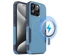 MOBESV Coque Magnétique pour iPhone 15 Pro Max 6,7 Pouces, Étui Compatible avec MagSafe, Housse de Téléphone Antichoc Mat Satiné (Bleu lac)