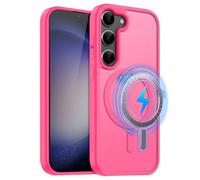 MOBESV Coque Magnétique pour Samsung Galaxy S23 6,2 Pouces, Étui Compatible avec MagSafe, Etui Translucide Mat Arrière Housse Fine Antichoc (Rose Vif)