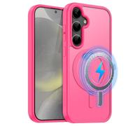 MOBESV Coque Magnétique pour Samsung Galaxy S24 6,2 Pouces, Étui Compatible avec MagSafe, Etui Translucide Mat Arrière Housse Fine Antichoc (Rose Vif)