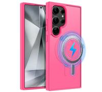 MOBESV Coque Magnétique pour Samsung Galaxy S24 Ultra 6,8 Pouces, Étui Compatible avec MagSafe, Etui Translucide Mat Arrière Housse Fine Antichoc (Rose Vif)