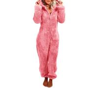 Mobeur Grenouillère pour femme - Pyjama une pièce en flanelle douce et chaude pour adultes - Pyjama en molleton duveteux à capuche avec fermeture éclair - Grenouillère pour femmes - Vêtement de nuit à