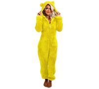 Mobeur : Pyjama une pièce en flanelle douce et chaude pour femmes - Pyjama doux et moelleux en polaire avec capuche et fermeture éclair - Pyjama d’intérieur pour femmes - Manches longues - Tailles