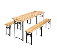 MobEventPro Ensemble Brasserie Table et 2 bancs pliants en Bois 180 cm