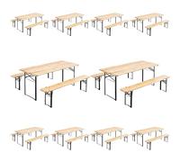 MobEventPro Lot de 10 Table Brasserie et 2 bancs en Bois pliants 177x80x76cm
