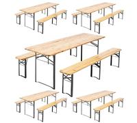 Mobeventpro Table et bancs bois Brasserie 220 cm - Lot de 5 PiÃ©tement noir - Plateau bois - PiÃ©tement noir - Plateau bois - Nombre de places: 8-10 places - Nombre de places: 8-10 places