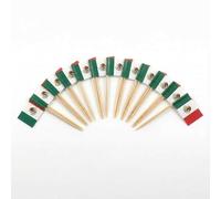 Mobi Lock 120 Pièces de Pics à Cocktail avec Drapeau de Mexique - 6,5 cm (2,5 po) Cure-Dents en Bambou avec Mini-Drapeaux - Pics de décoration pour Amuse-bouches et Boissons