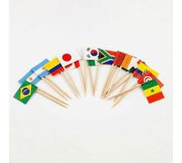Mobi Lock 120 Pièces de Pics à Cocktail avec Drapeau de Monde - 6,5 cm (2,5 po) Cure-Dents en Bambou avec Mini-Drapeaux - Sélection d’Amérique du Sud, d’Afrique et d’Asie
