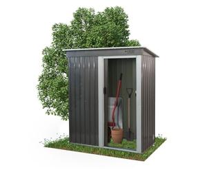 Mobiclinic®, Abri de Jardin, avec Porte Coulissante, 150 x 75 x 181 cm, Armoire Extérieure, Cadenassable, Nomi, 1.4 m², Toit en Pente, Rangement Sécurisé, Résistant, Gris