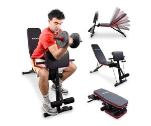 Mobiclinic®, Banc musculation, Bandes de Résistance, Pliable, Avec Roues, Multifonction, Banc de Presse, Réglable, Inclinaison et Déclinaison, Jusqu'à 120KG, Planefit, Fitness à domicile