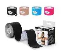 Mobiclinic®, Bande de kinésiologie, Neuro-musculaire adhésive, 5m x 5cm, Sport tape, Soulagement des douleurs musculaires, Adapté à plusieurs zones, Kinesiotape, Face (Noir)