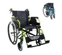 Mobiclinic®, Bolonia, Fauteuil roulant, Pliable et léger, Aluminium, Dossier divisible, Repose-pieds amovible, Pliables, Accoudoirs pliants, Pour adultes, Vert